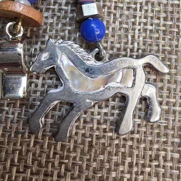 Celebrity Mixed Media Beaded Dangle Earrings with Horse, And Whistle Charms - Picture 5 of 6